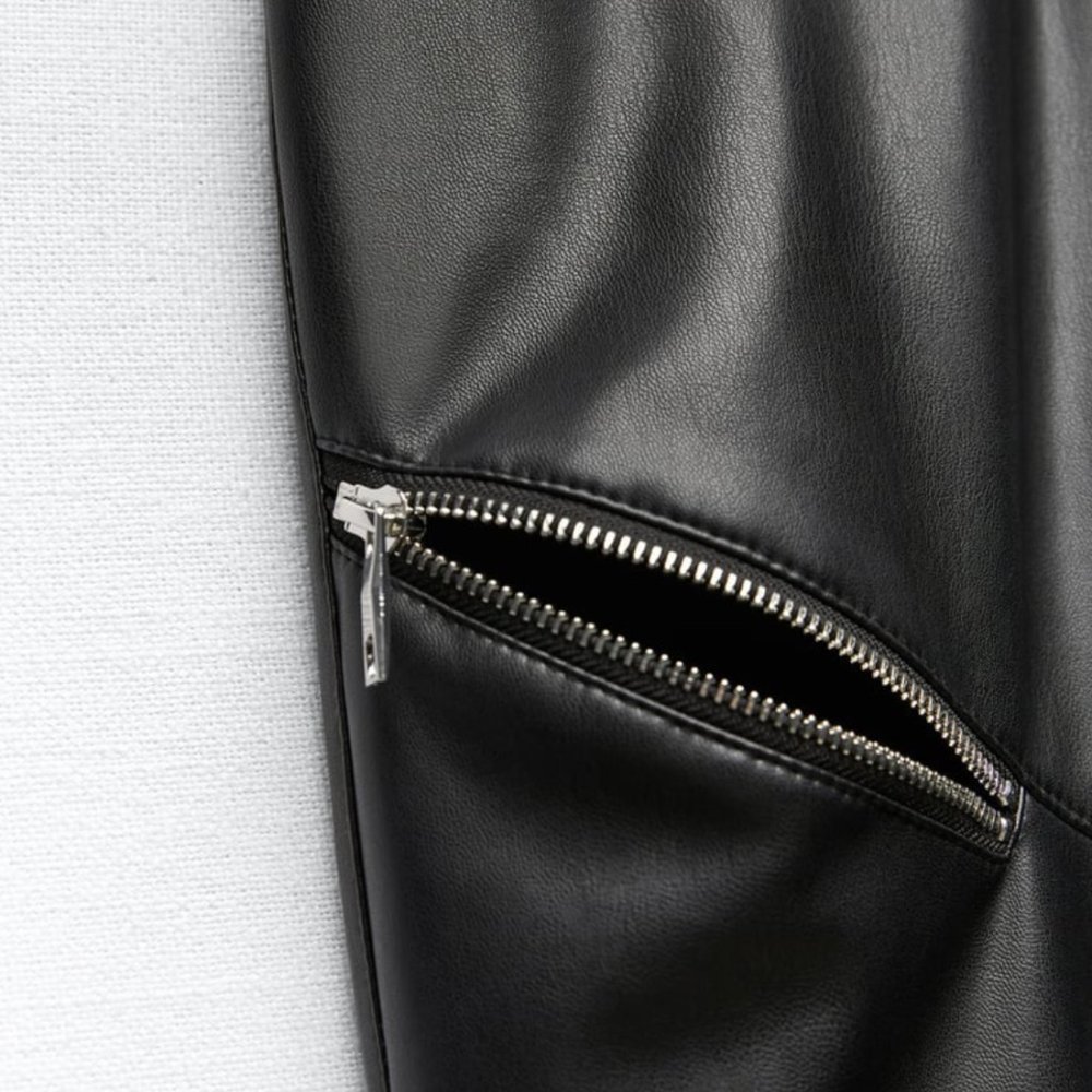 ZARA Women's Faux Leather Skinny Leggings(Black, US L/EUR L) - Picture 9 of 13